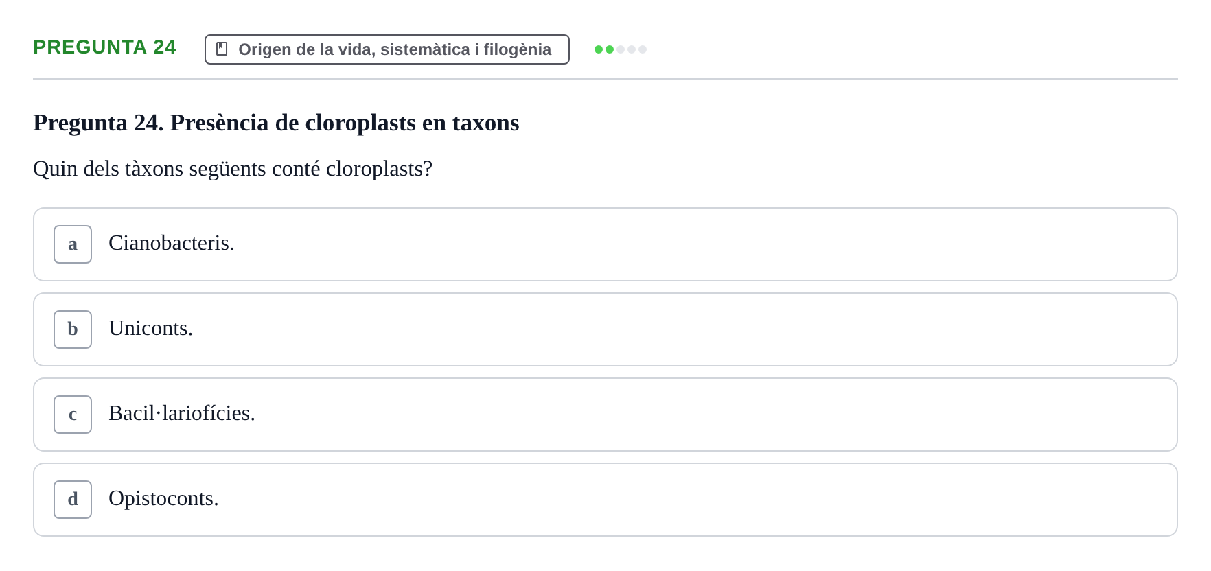 Enunciado: Pregunta 24 · Botánica UAB 2022