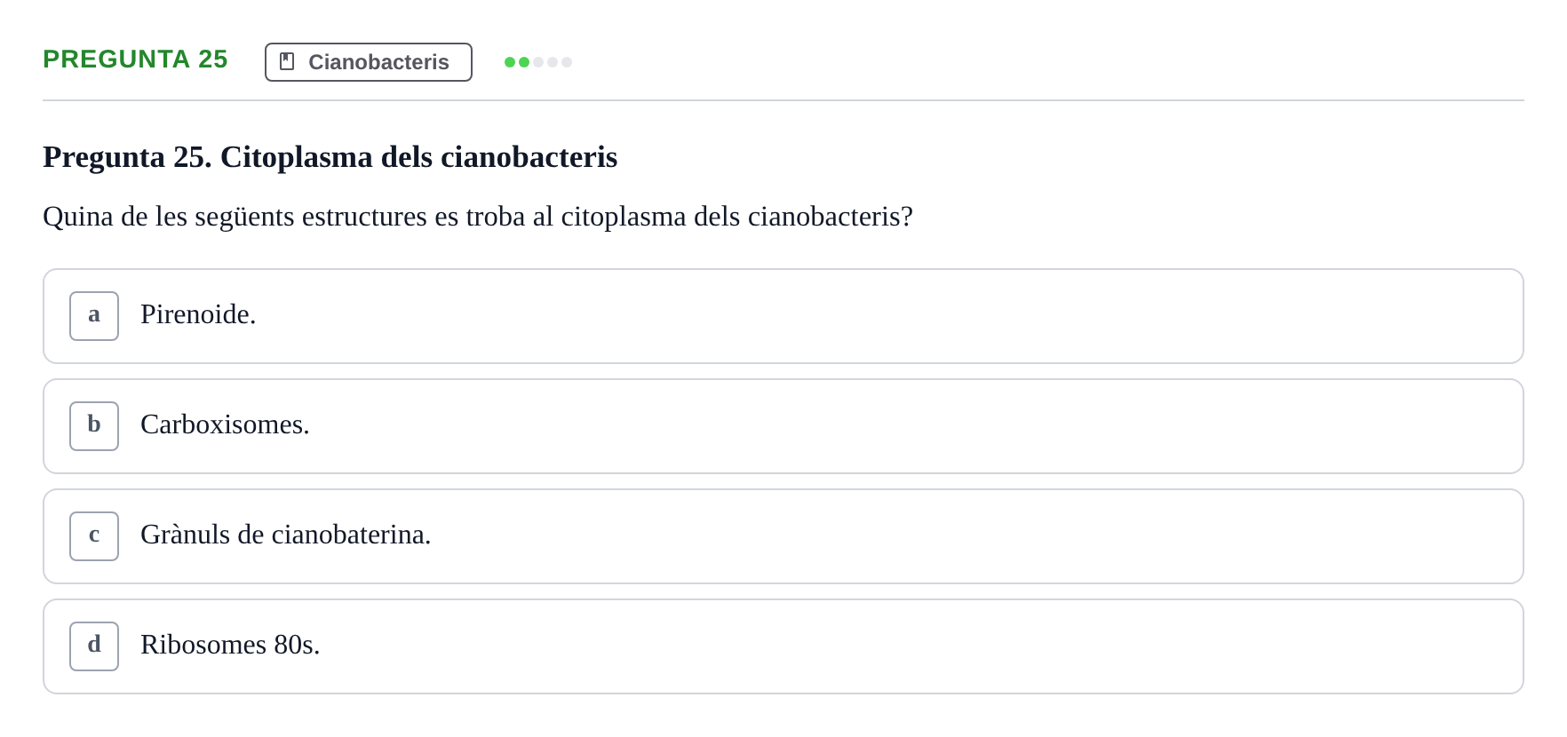 Enunciado: Pregunta 25 · Botánica UAB 2022