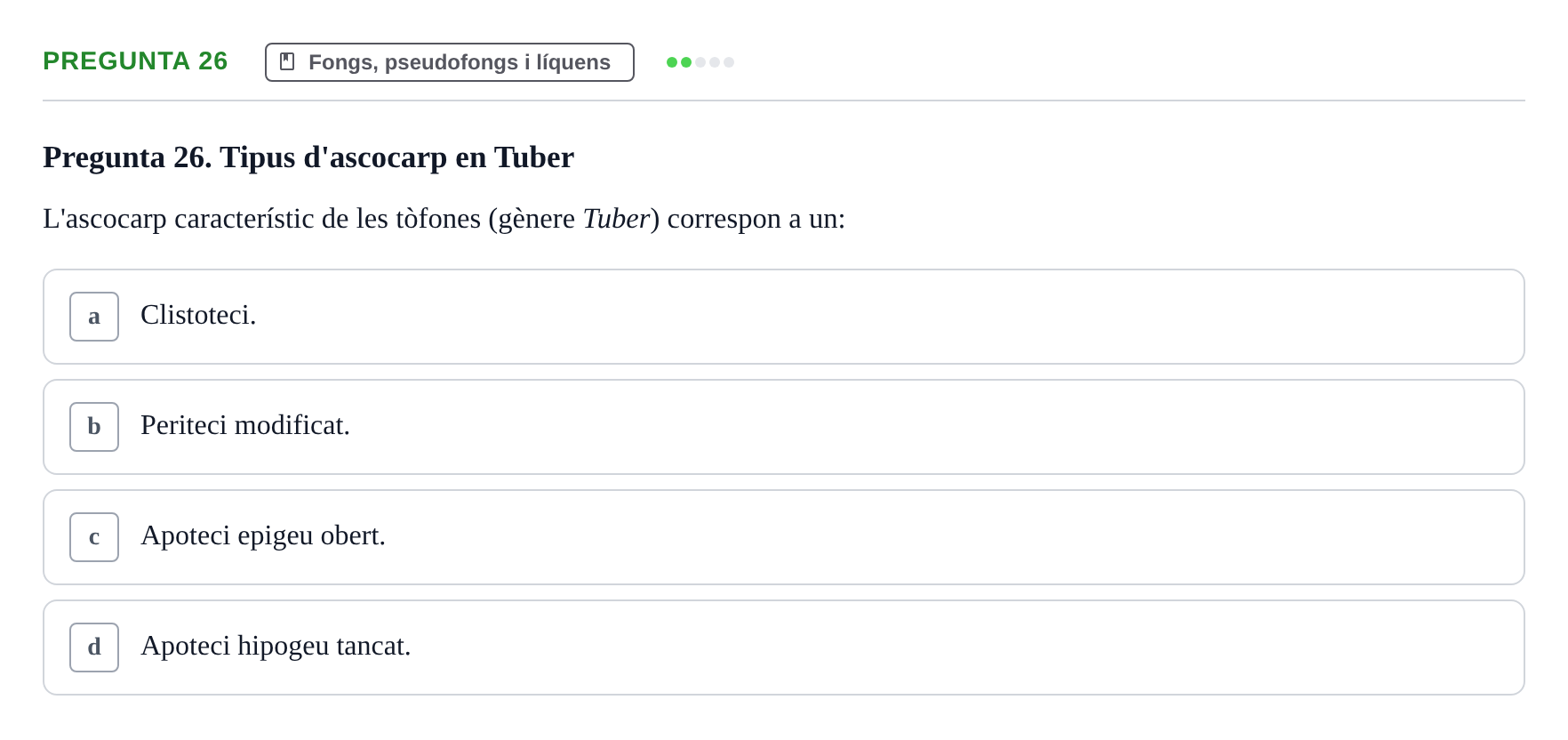 Enunciado: Pregunta 26 · Botánica UAB 2022