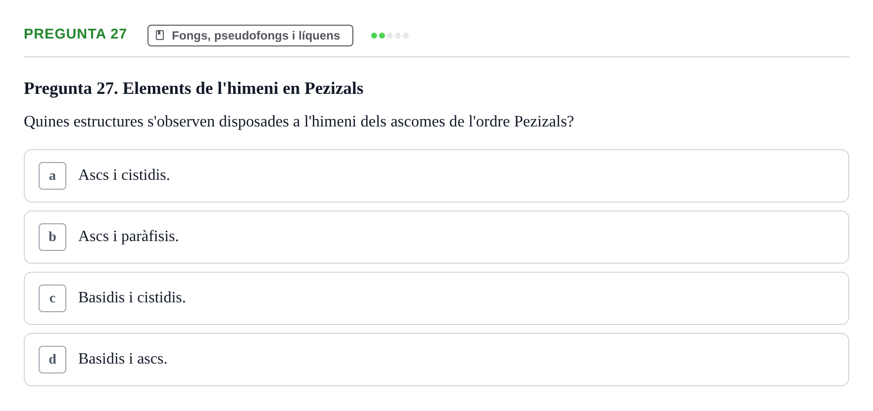Enunciado: Pregunta 27 · Botánica UAB 2022