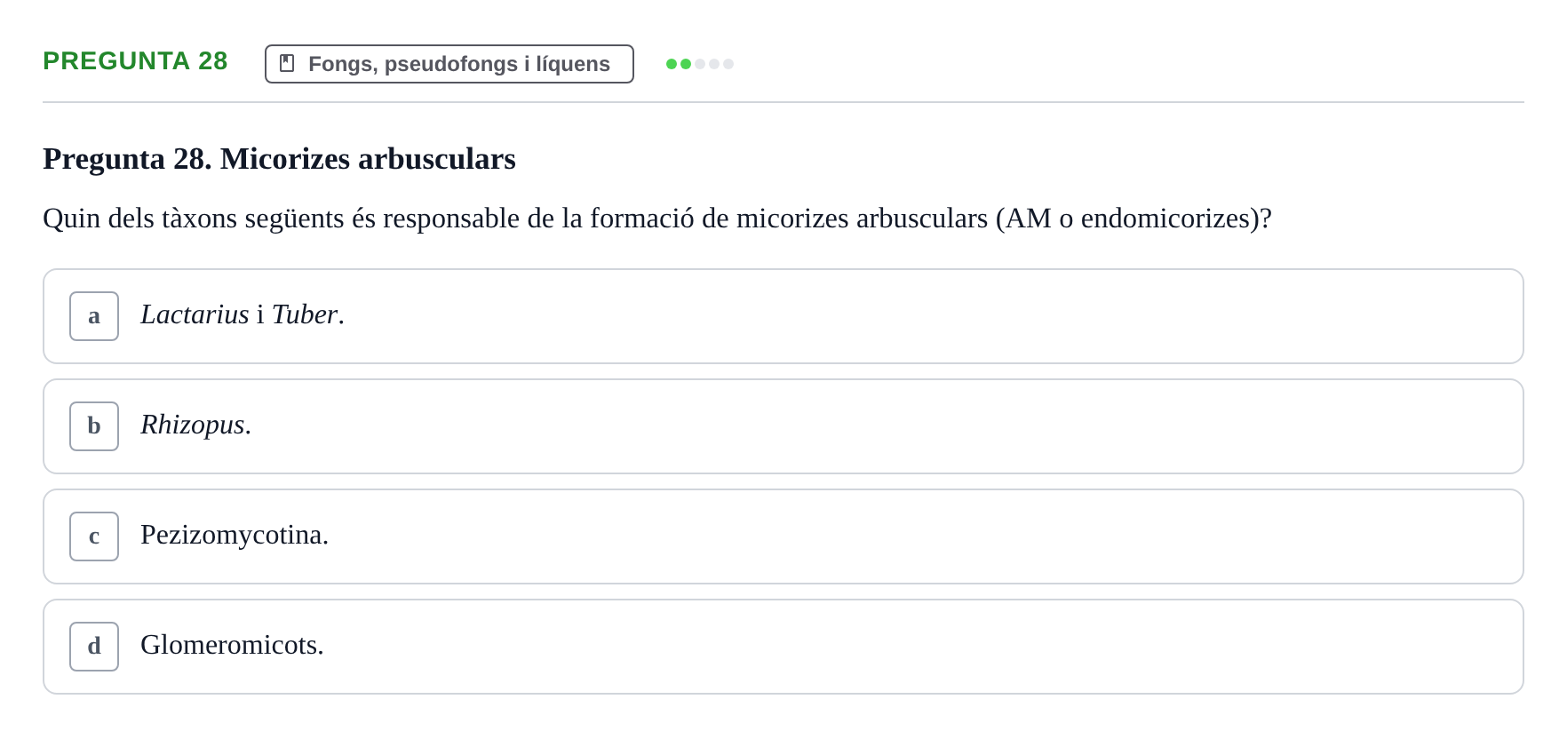 Enunciado: Pregunta 28 · Botánica UAB 2022