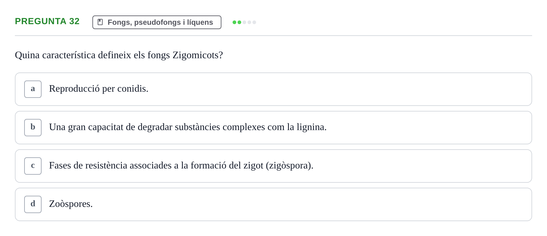 Enunciado: Pregunta 32 · Botánica UAB 2022