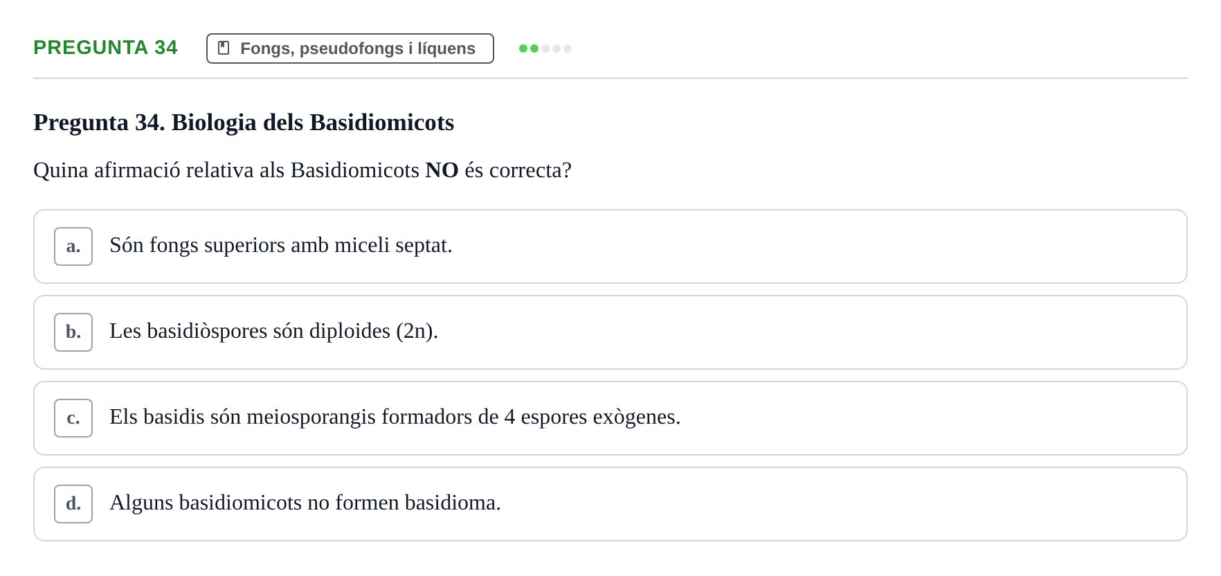 Enunciado: Pregunta 34 · Botánica UAB 2022