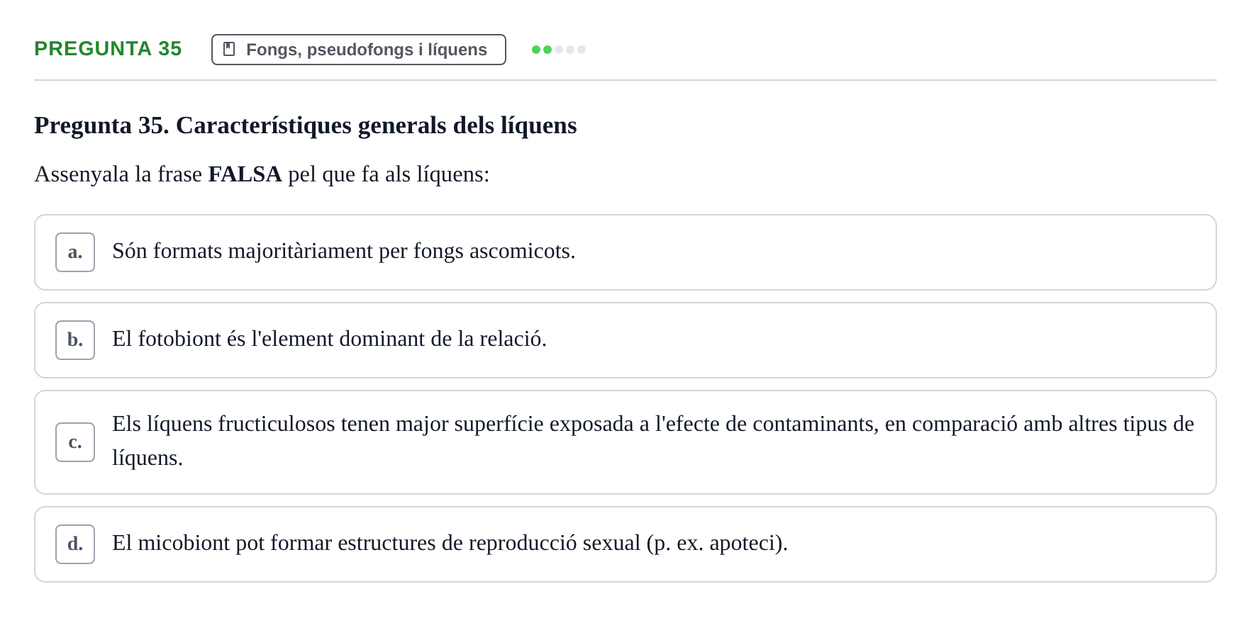Enunciado: Pregunta 35 · Botánica UAB 2022