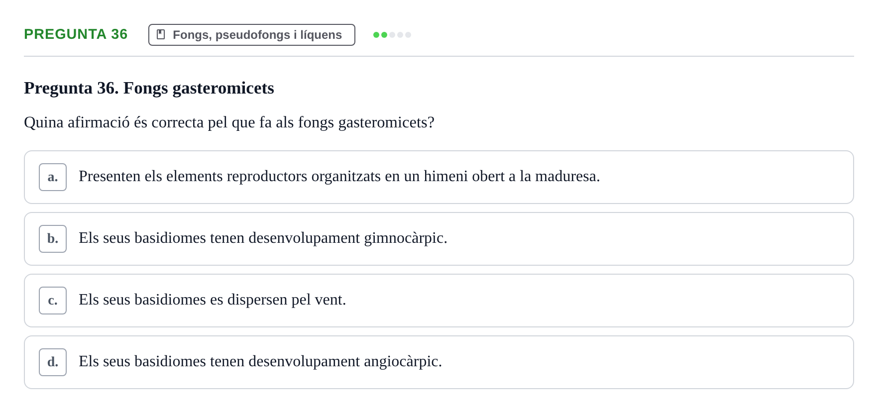 Enunciado: Pregunta 36 · Botánica UAB 2022