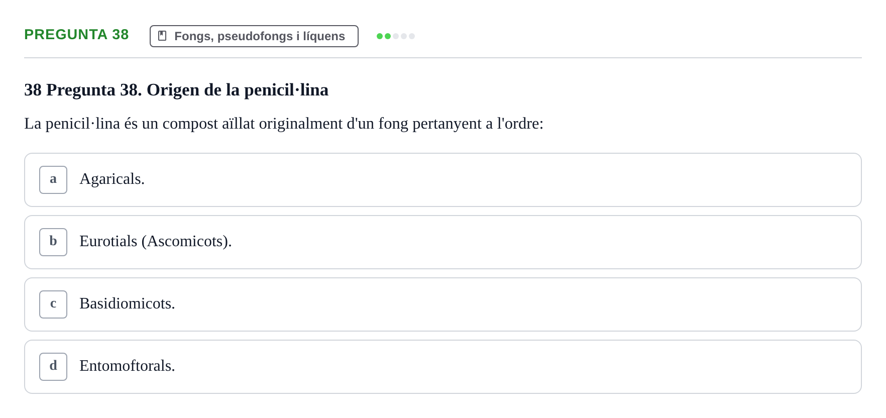 Enunciado: Pregunta 38 · Botánica UAB 2022
