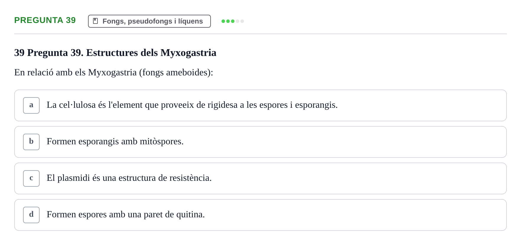 Enunciado: Pregunta 39 · Botánica UAB 2022