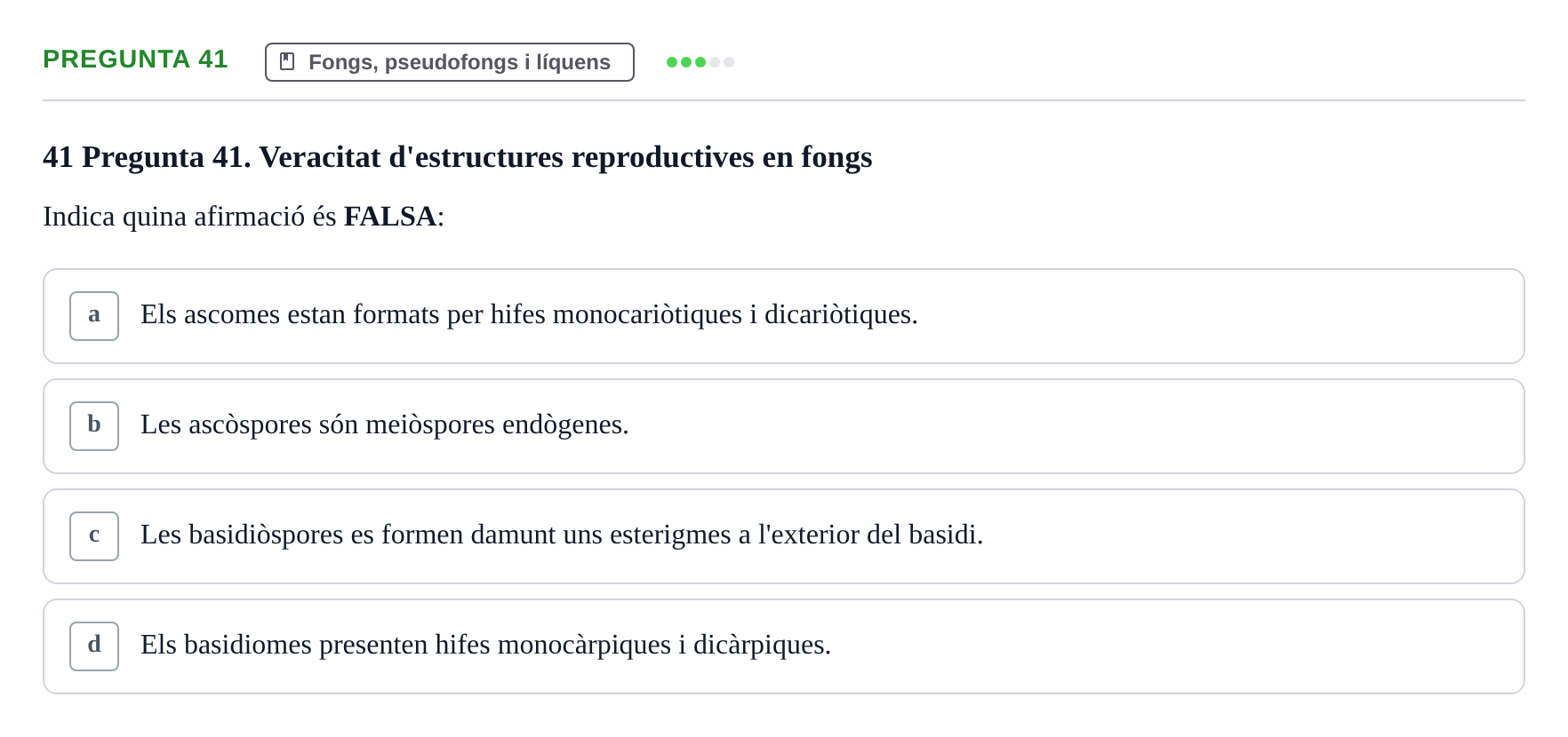 Enunciado: Pregunta 41 · Botánica UAB 2022