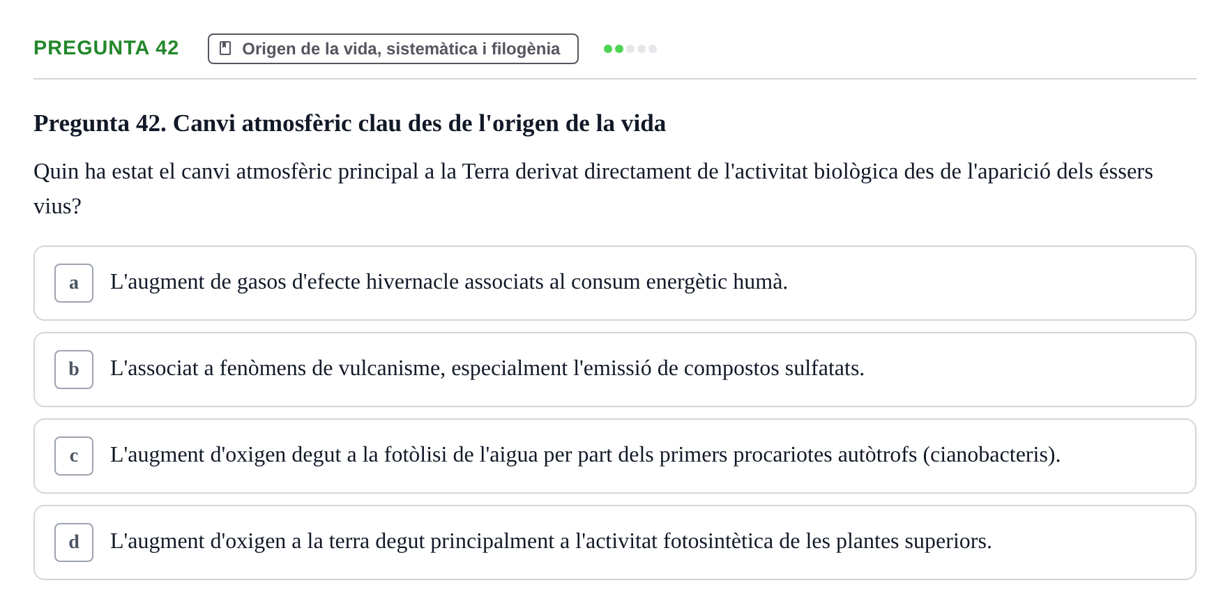 Enunciado: Pregunta 42 · Botánica UAB 2022