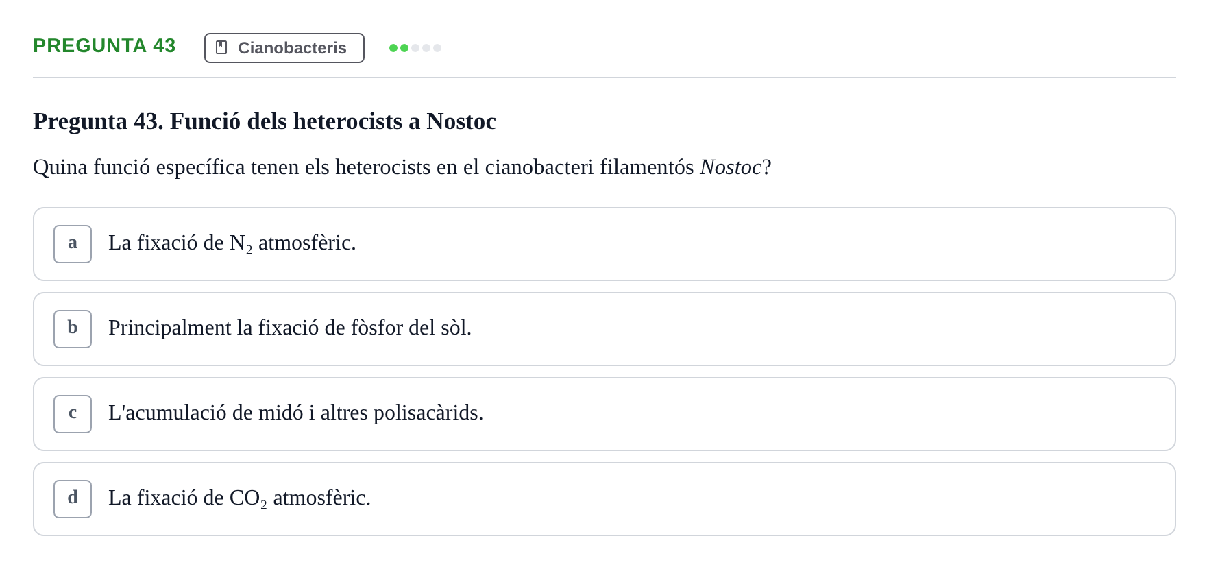 Enunciado: Pregunta 43 · Botánica UAB 2022