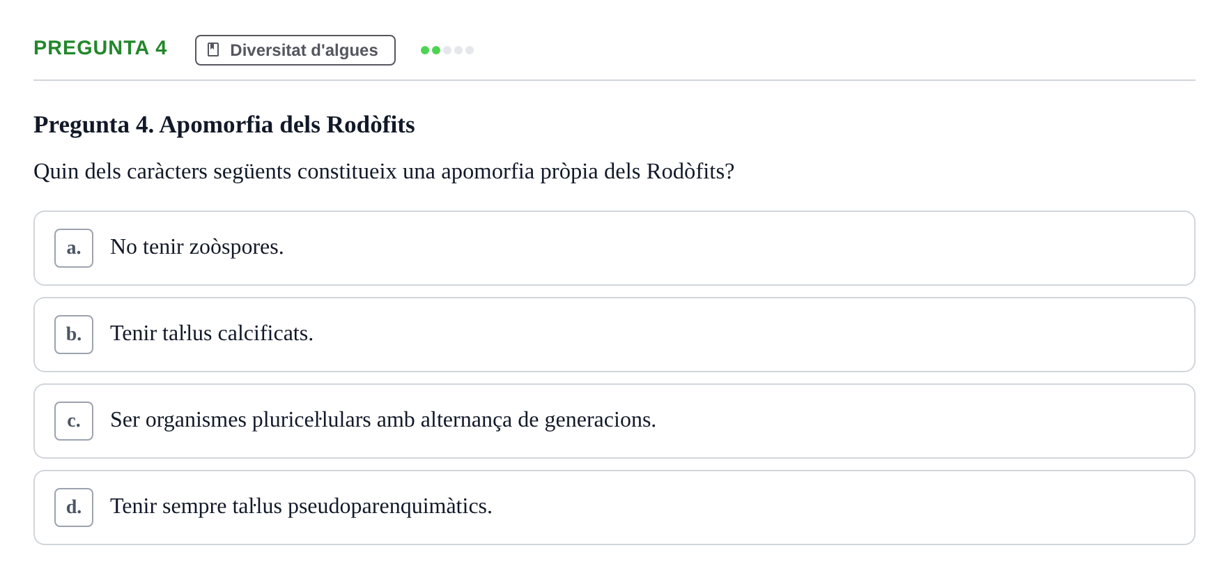Enunciado: Pregunta 4 · Botánica UAB 2022