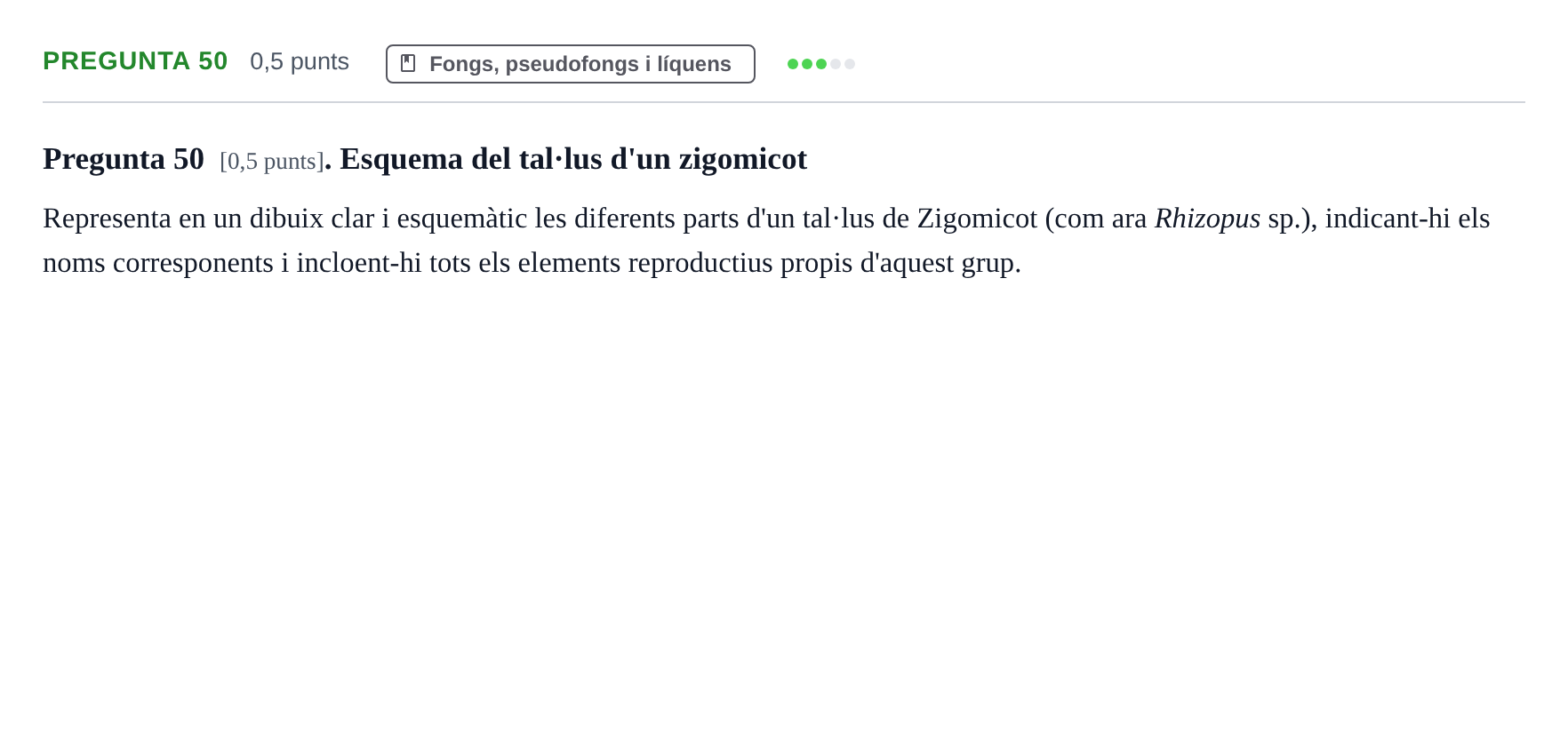 Enunciado: Pregunta 50 · Botánica UAB 2022