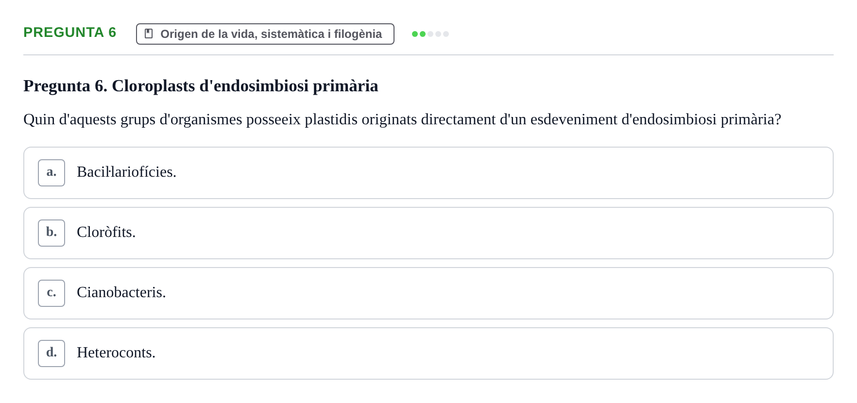 Enunciado: Pregunta 6 · Botánica UAB 2022