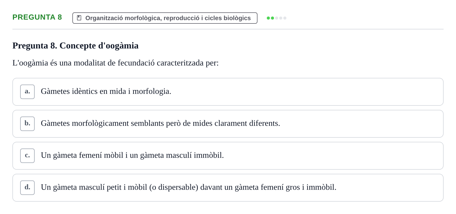 Enunciado: Pregunta 8 · Botánica UAB 2022
