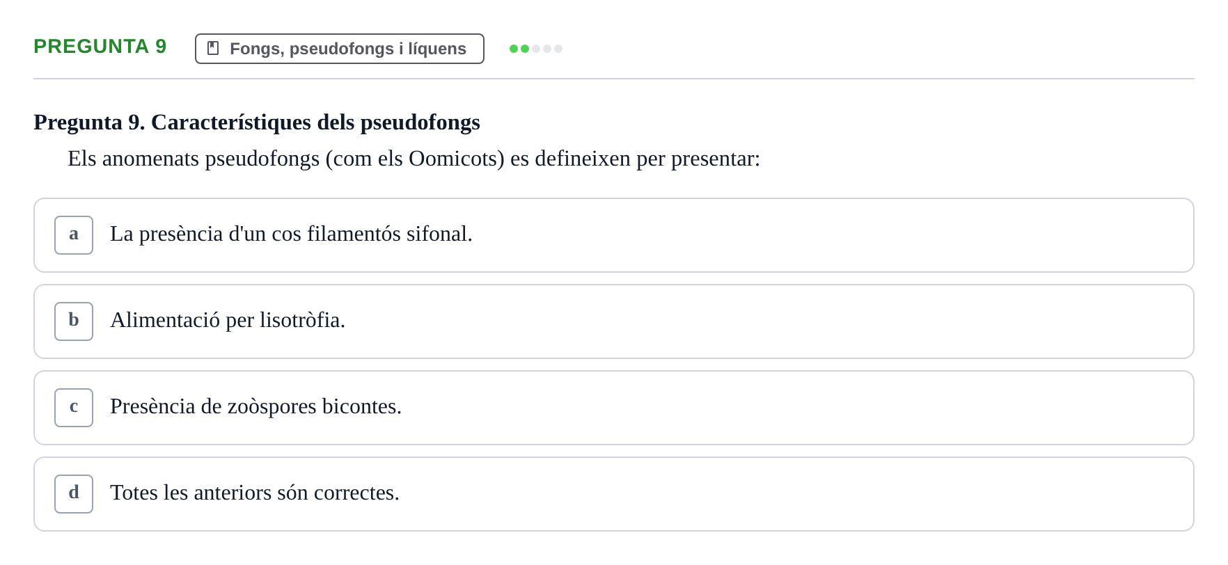 Enunciado: Pregunta 9 · Botánica UAB 2022