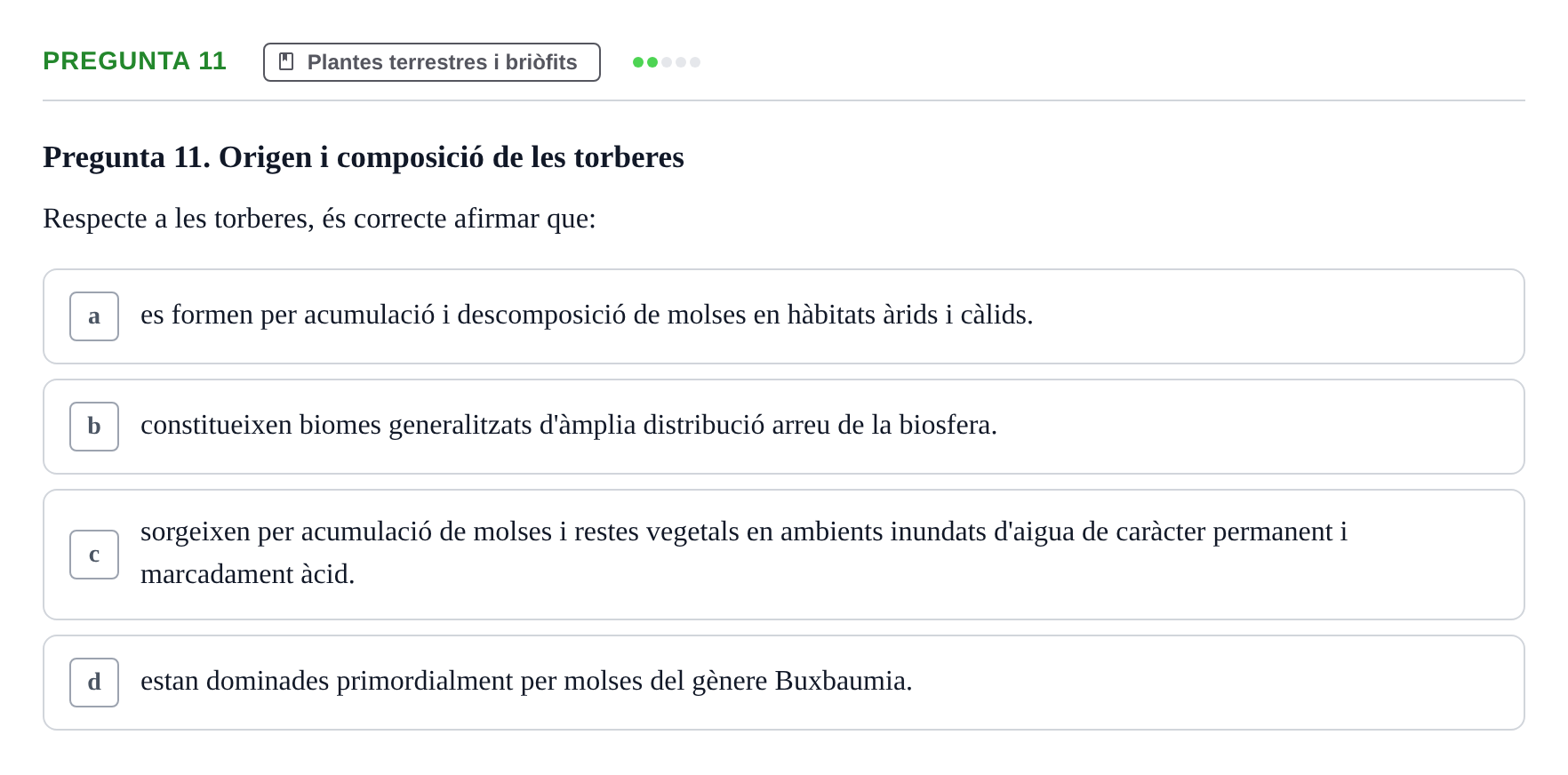 Enunciado: Pregunta 11 · Botánica UAB 2022