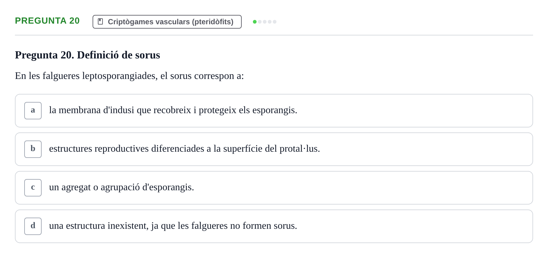 Enunciado: Pregunta 20 · Botánica UAB 2022
