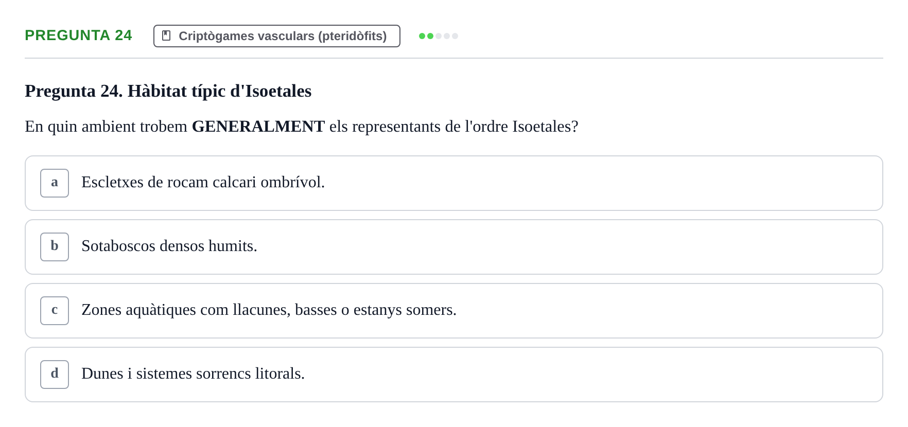 Enunciado: Pregunta 24 · Botánica UAB 2022