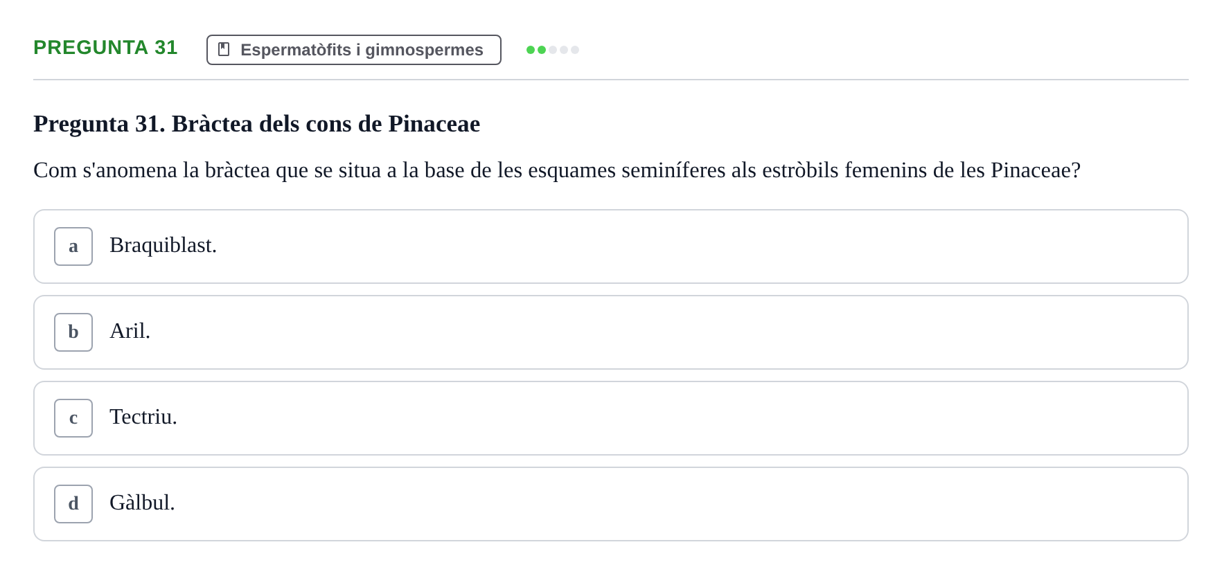 Enunciado: Pregunta 31 · Botánica UAB 2022