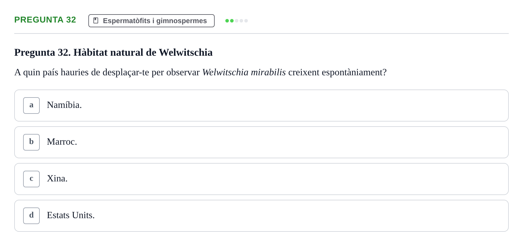Enunciado: Pregunta 32 · Botánica UAB 2022