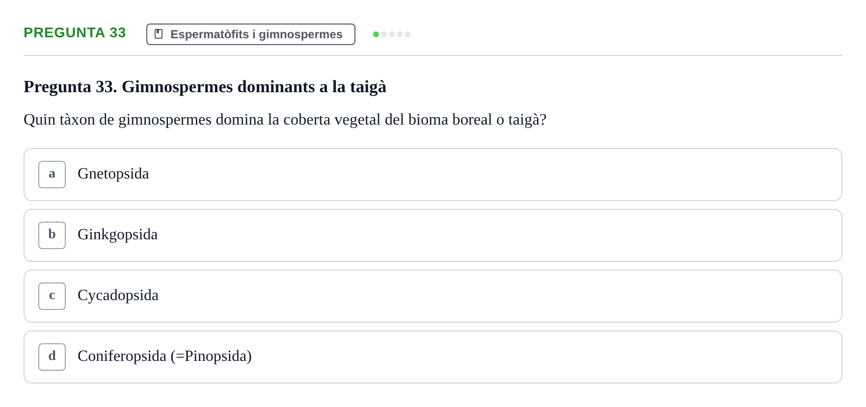 Enunciado: Pregunta 33 · Botánica UAB 2022