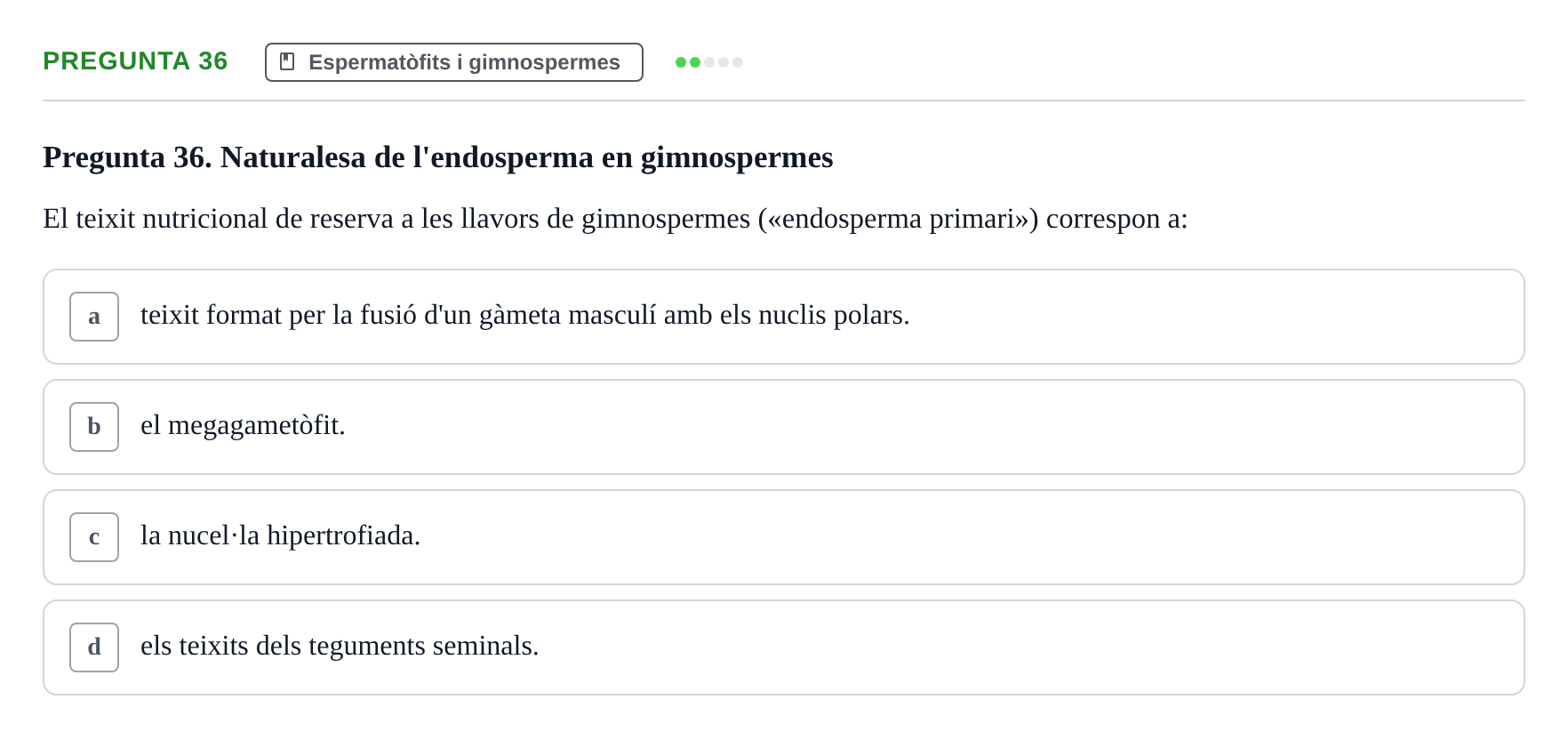 Enunciado: Pregunta 36 · Botánica UAB 2022