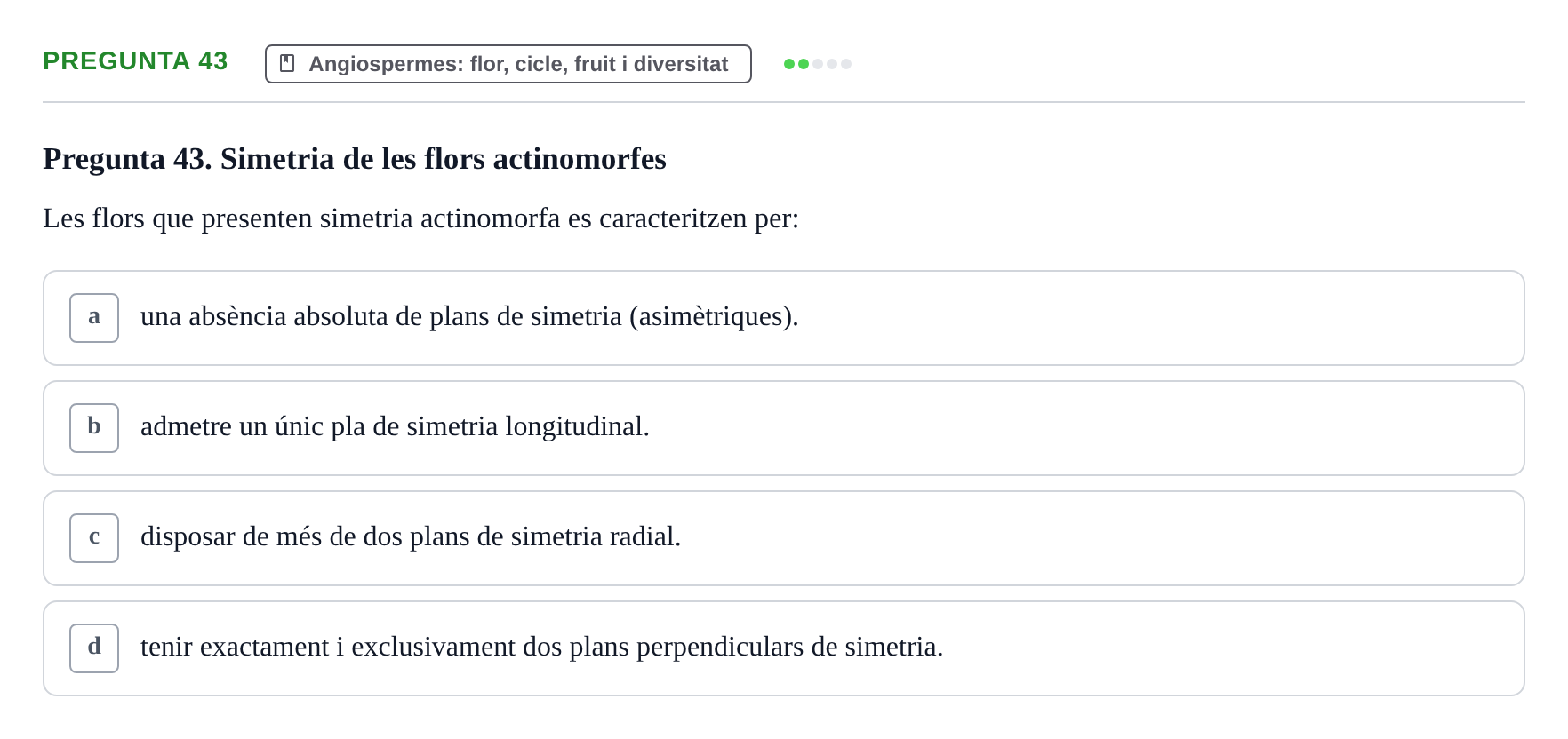 Enunciado: Pregunta 43 · Botánica UAB 2022
