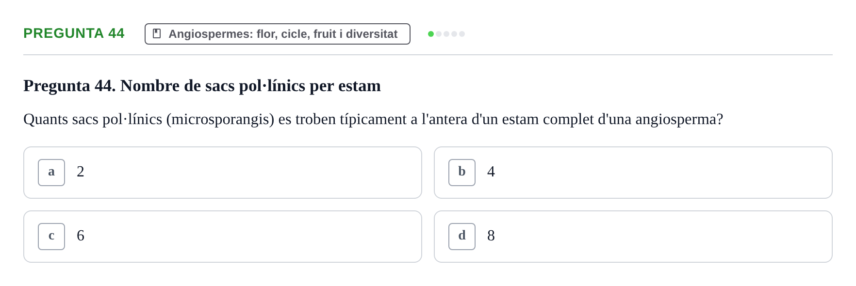 Enunciado: Pregunta 44 · Botánica UAB 2022