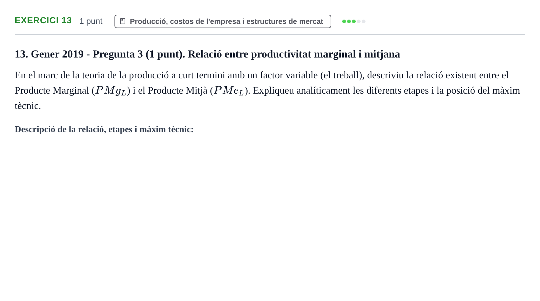Enunciado: Problema 13 · Economía I UDL 2017