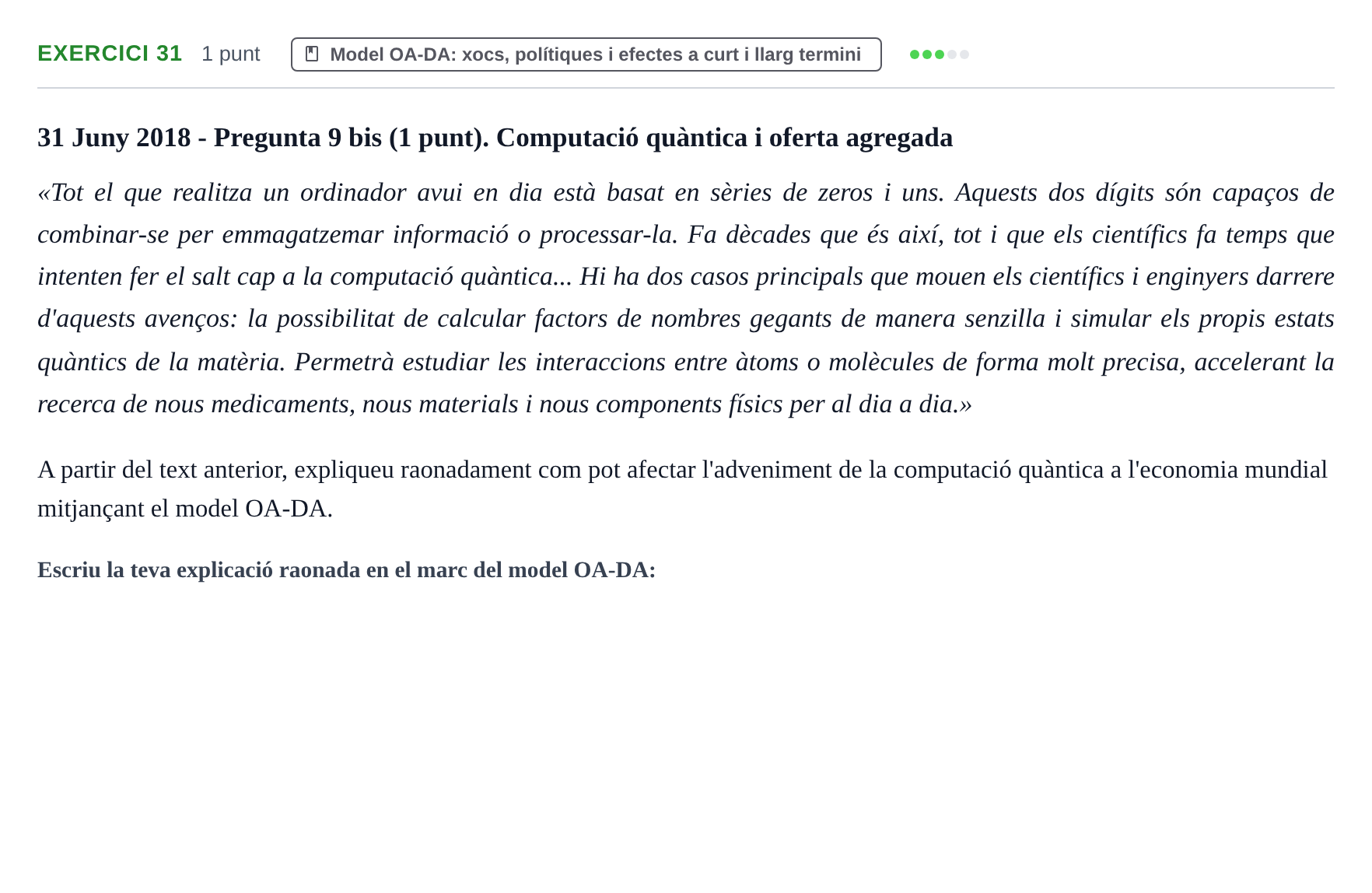 Enunciado: Problema 31 · Economía I UDL 2017