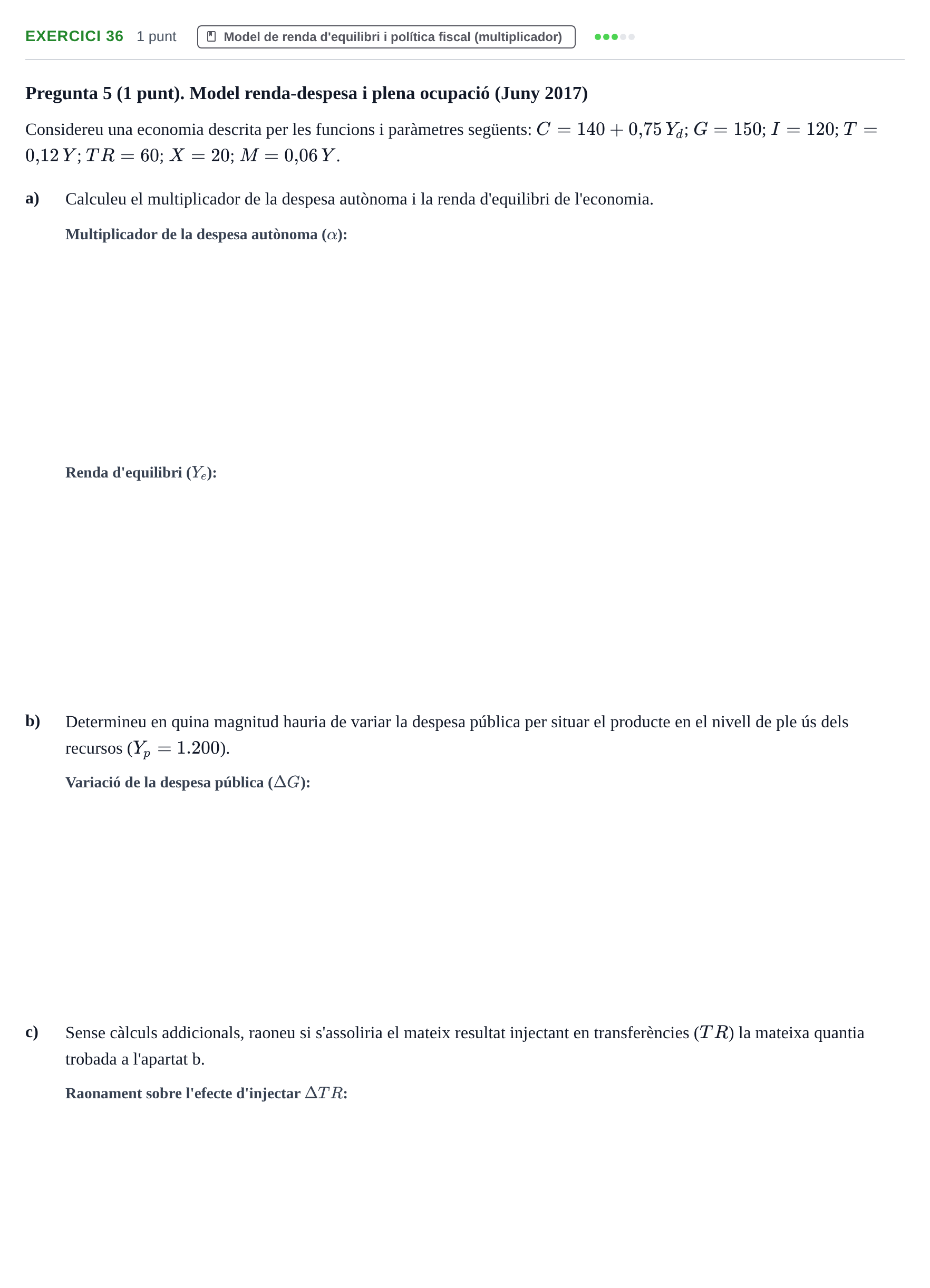 Enunciado: Problema 36 · Economía I UDL 2017