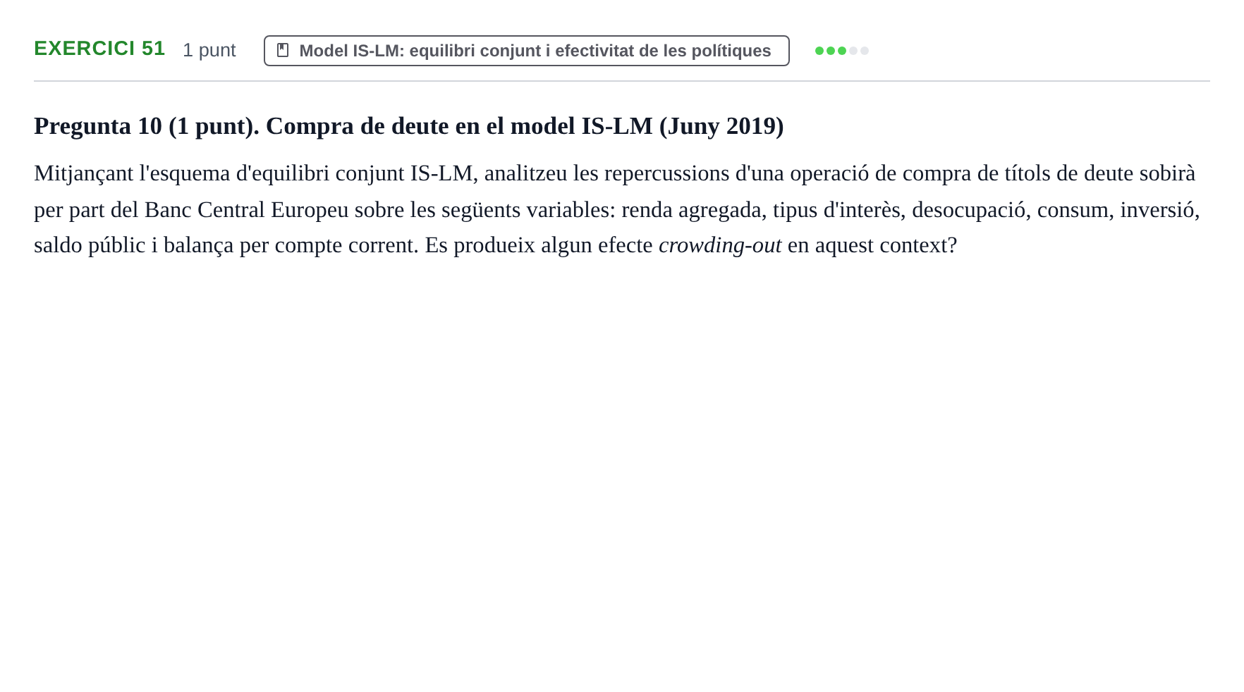 Enunciado: Problema 51 · Economía I UDL 2017