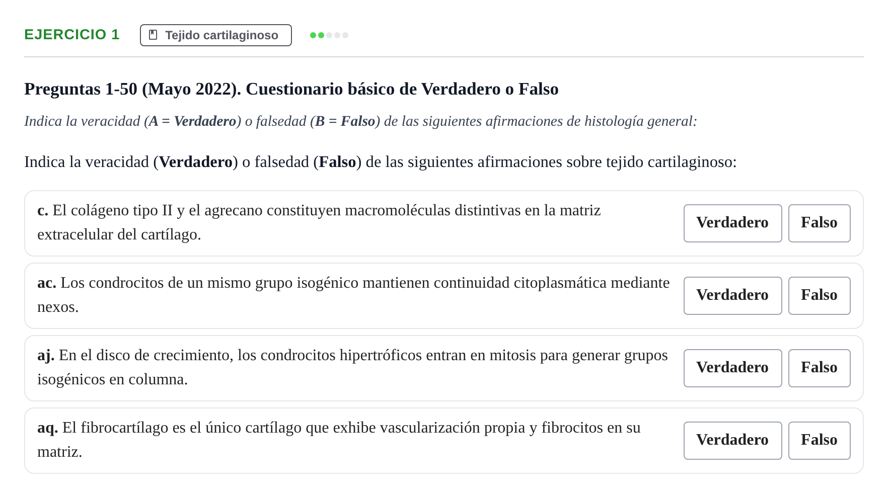 Enunciado: Ejercicio 1 - Tejido cartilaginoso · Histología UAB 2022