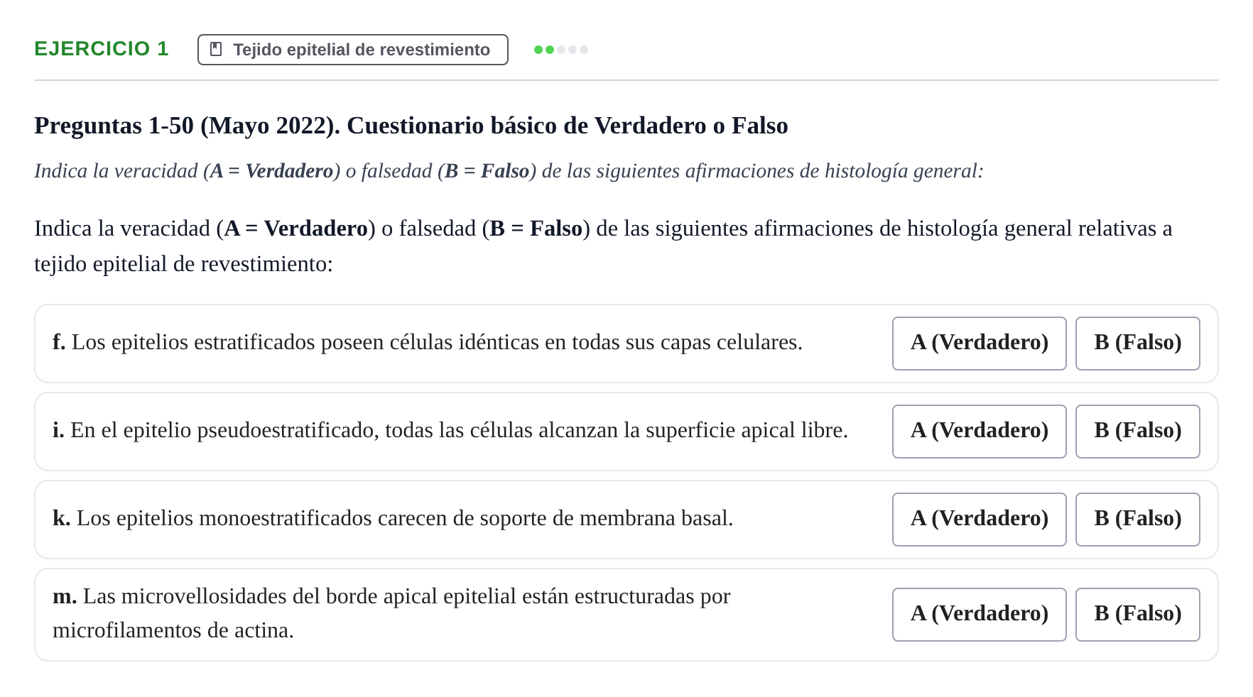 Enunciado: Ejercicio 1 - Tejido epitelial de revestimiento · Histología UAB 2022