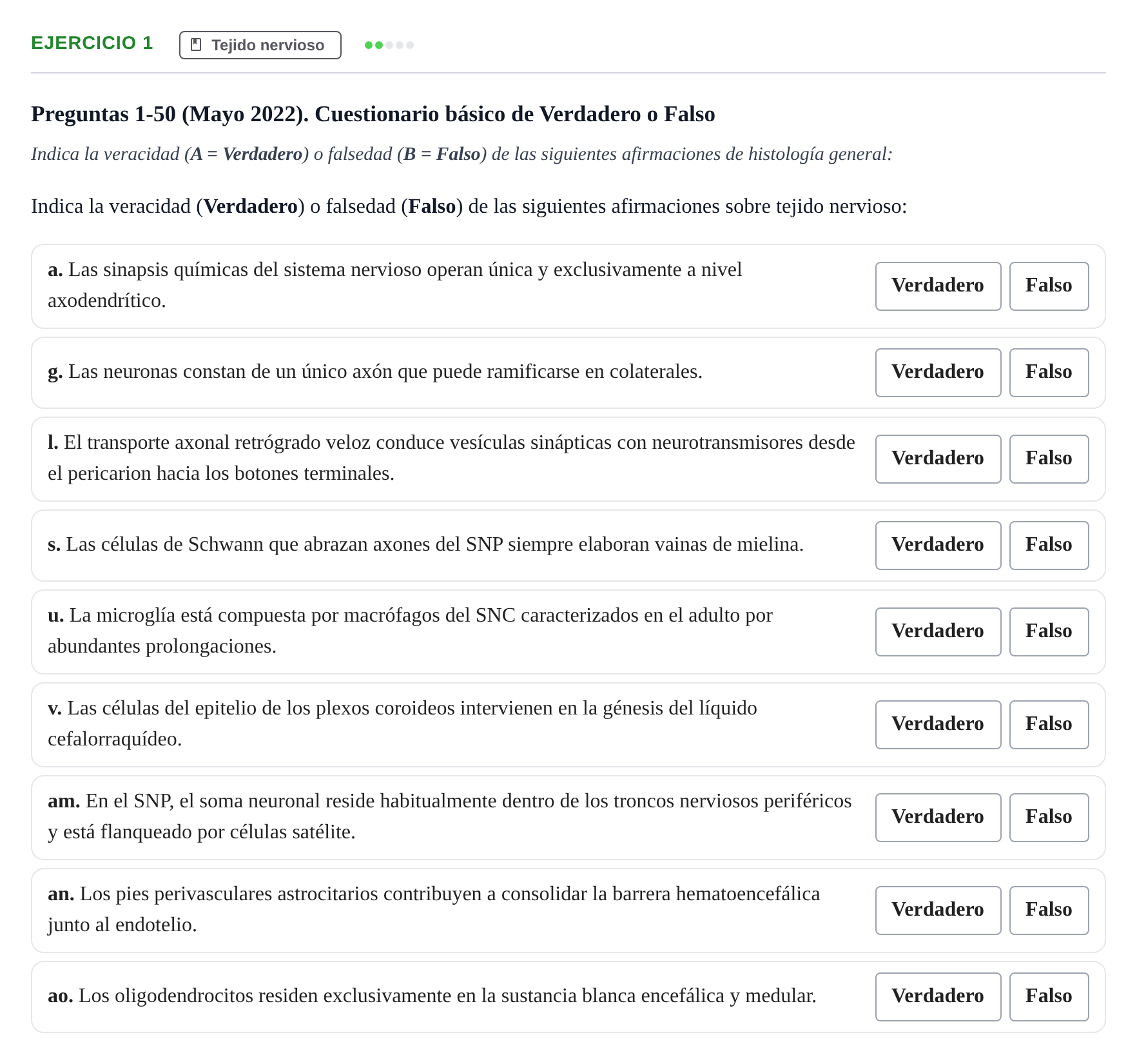 Enunciado: Ejercicio 1 - Tejido nervioso · Histología UAB 2022