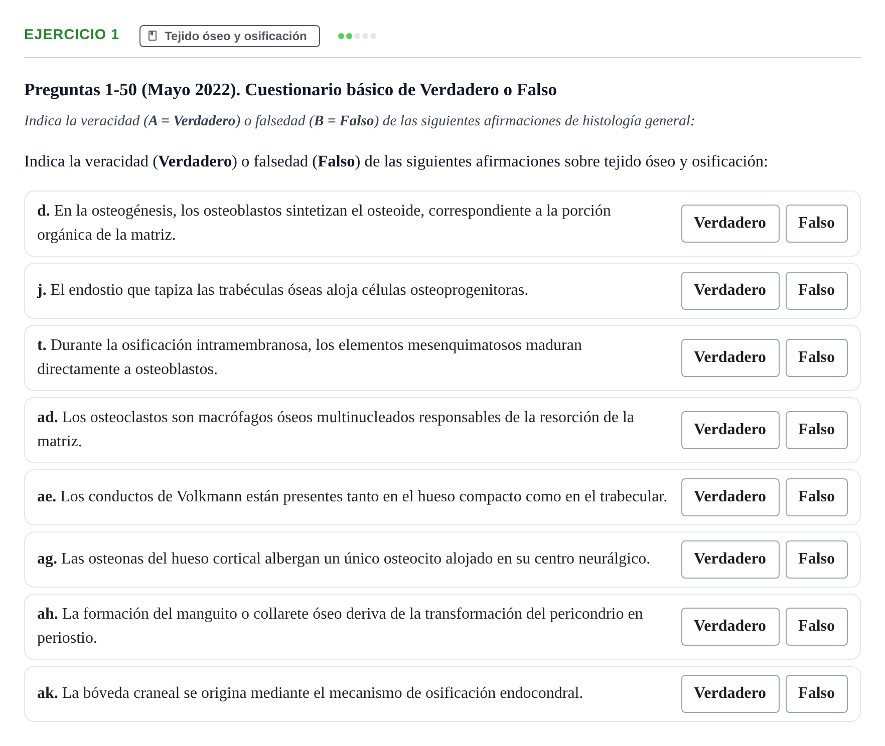 Enunciado: Ejercicio 1 - Tejido óseo y osificación · Histología UAB 2022