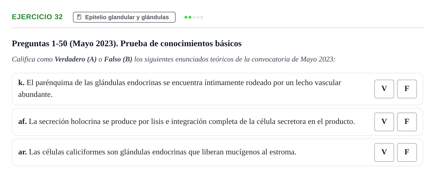 Enunciado: Ejercicio 32 - Epitelio glandular y glándulas · Histología UAB 2022