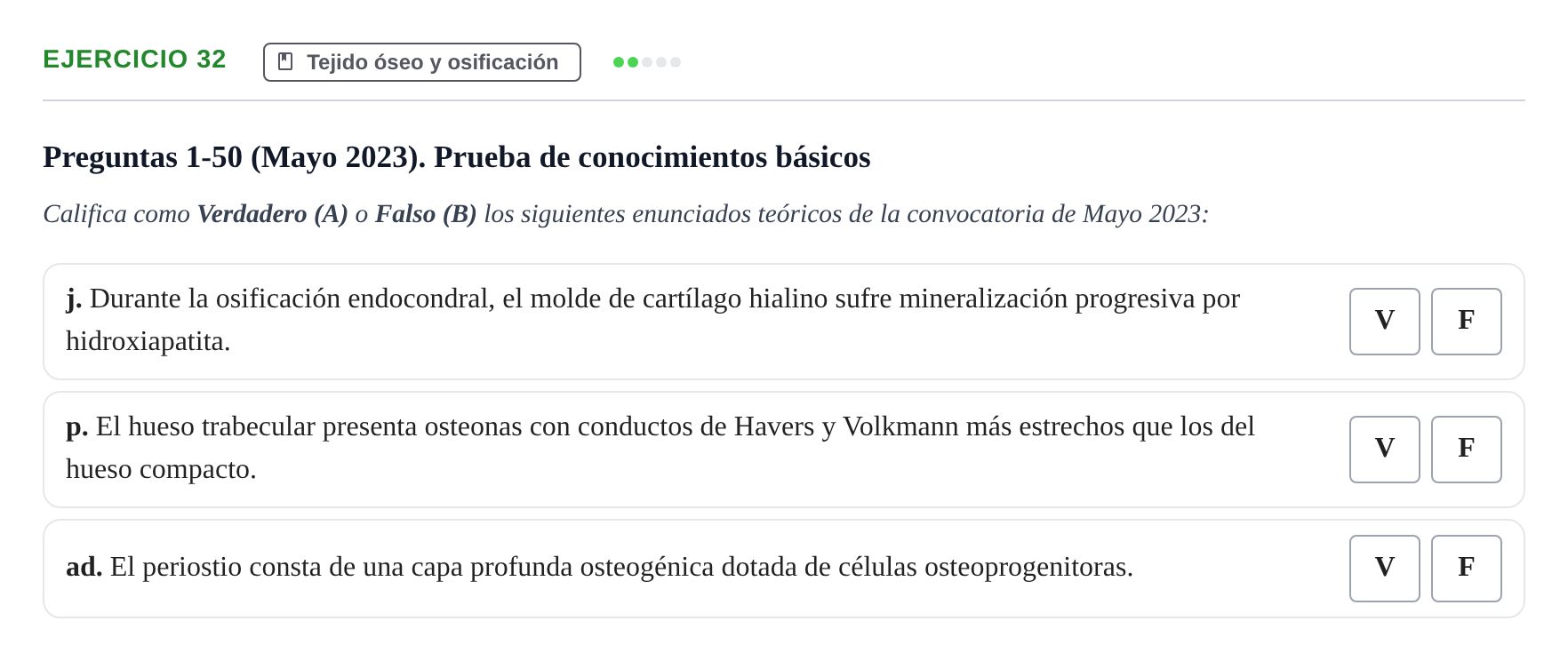 Enunciado: Ejercicio 32 - Tejido óseo y osificación · Histología UAB 2022