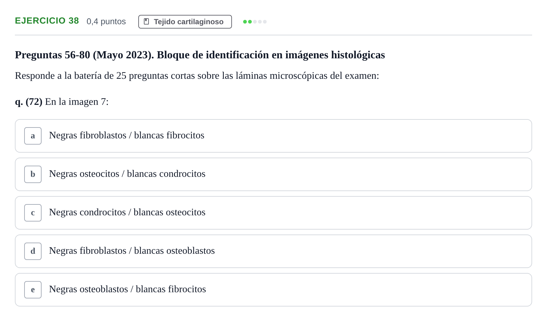 Enunciado: Ejercicio 38 - Tejido cartilaginoso · Histología UAB 2022