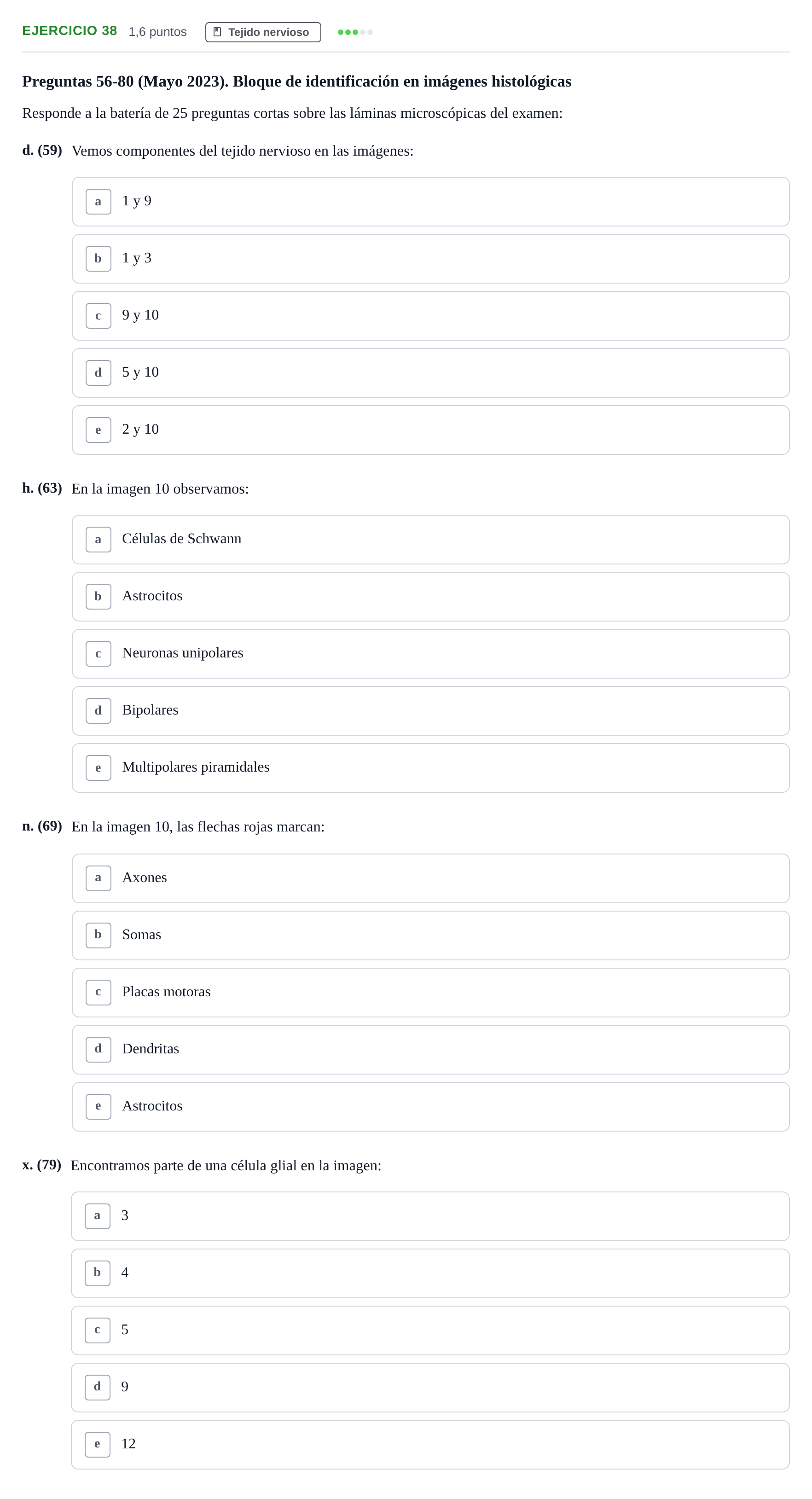 Enunciado: Ejercicio 38 - Tejido nervioso · Histología UAB 2022