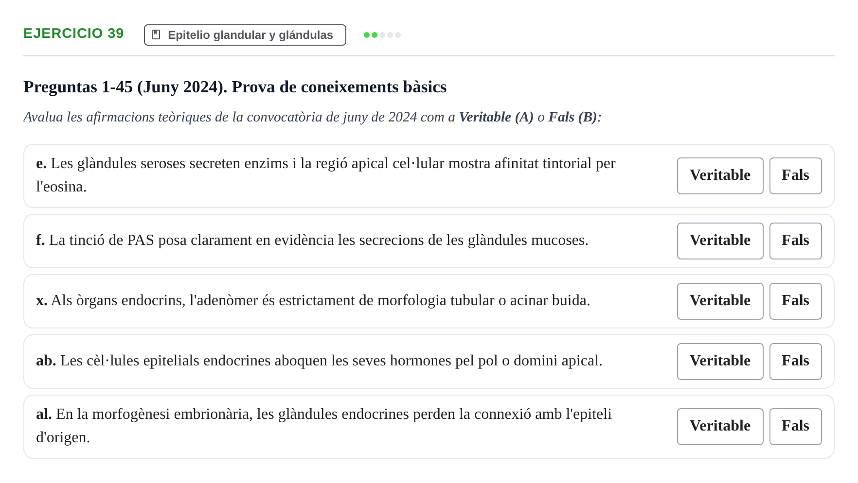 Enunciado: Ejercicio 39 - Epitelio glandular y glándulas · Histología UAB 2022