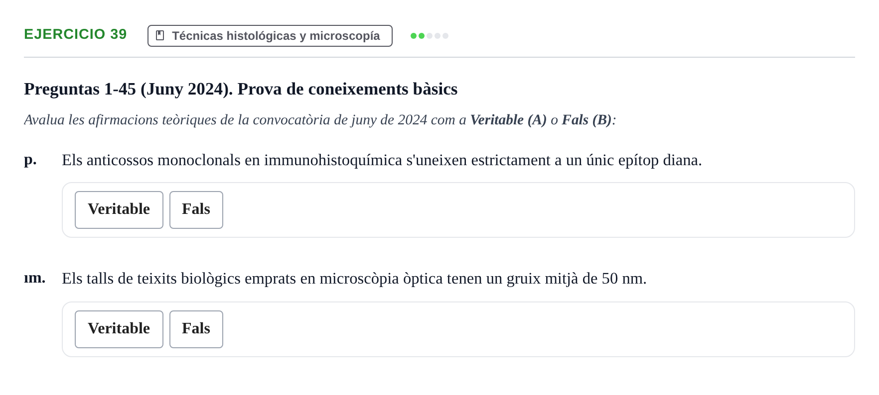 Enunciado: Ejercicio 39 - Técnicas histológicas y microscopía · Histología UAB 2022