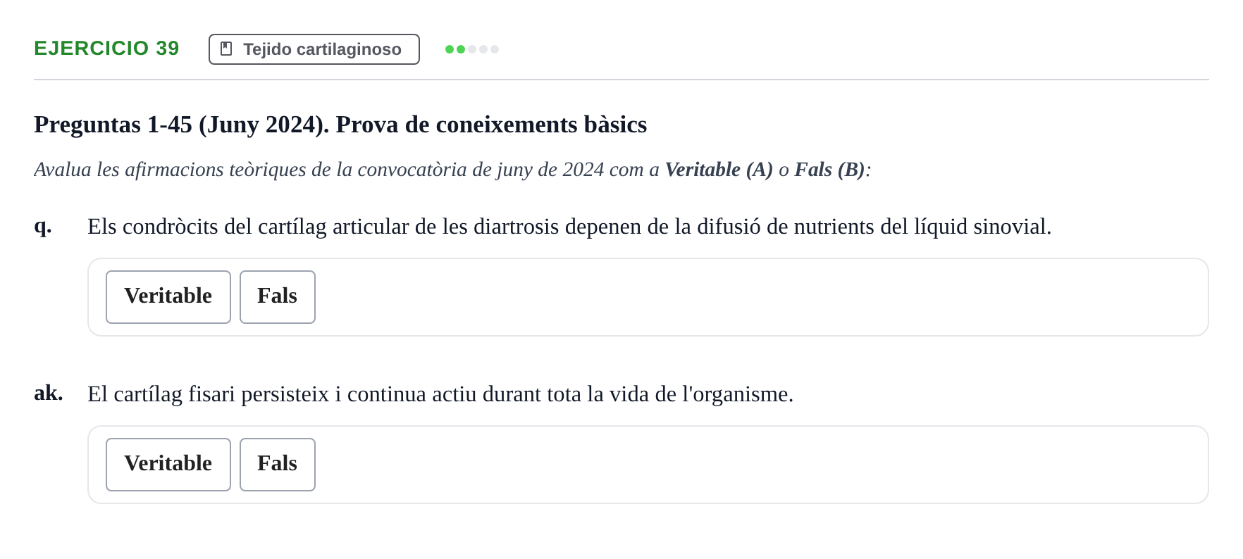 Enunciado: Ejercicio 39 - Tejido cartilaginoso · Histología UAB 2022