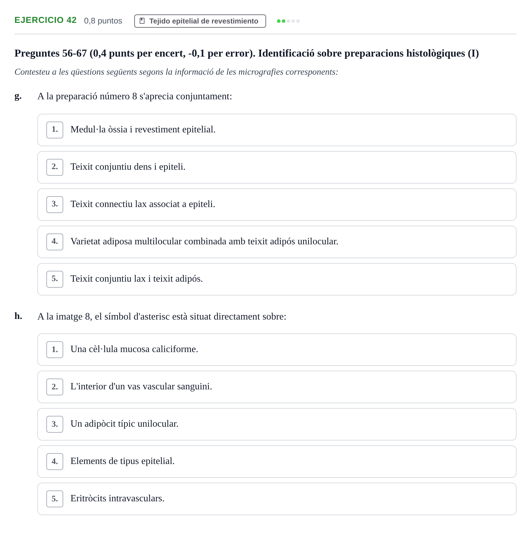 Enunciado: Ejercicio 42 - Tejido epitelial de revestimiento · Histología UAB 2022