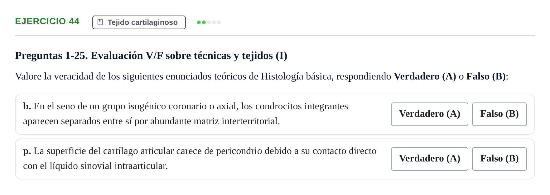 Enunciado: Ejercicio 44 - Tejido cartilaginoso · Histología UAB 2022