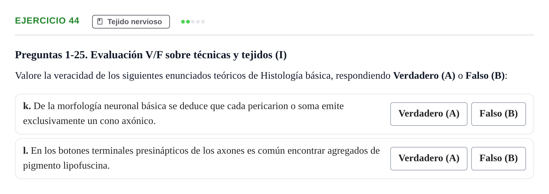 Enunciado: Ejercicio 44 - Tejido nervioso · Histología UAB 2022