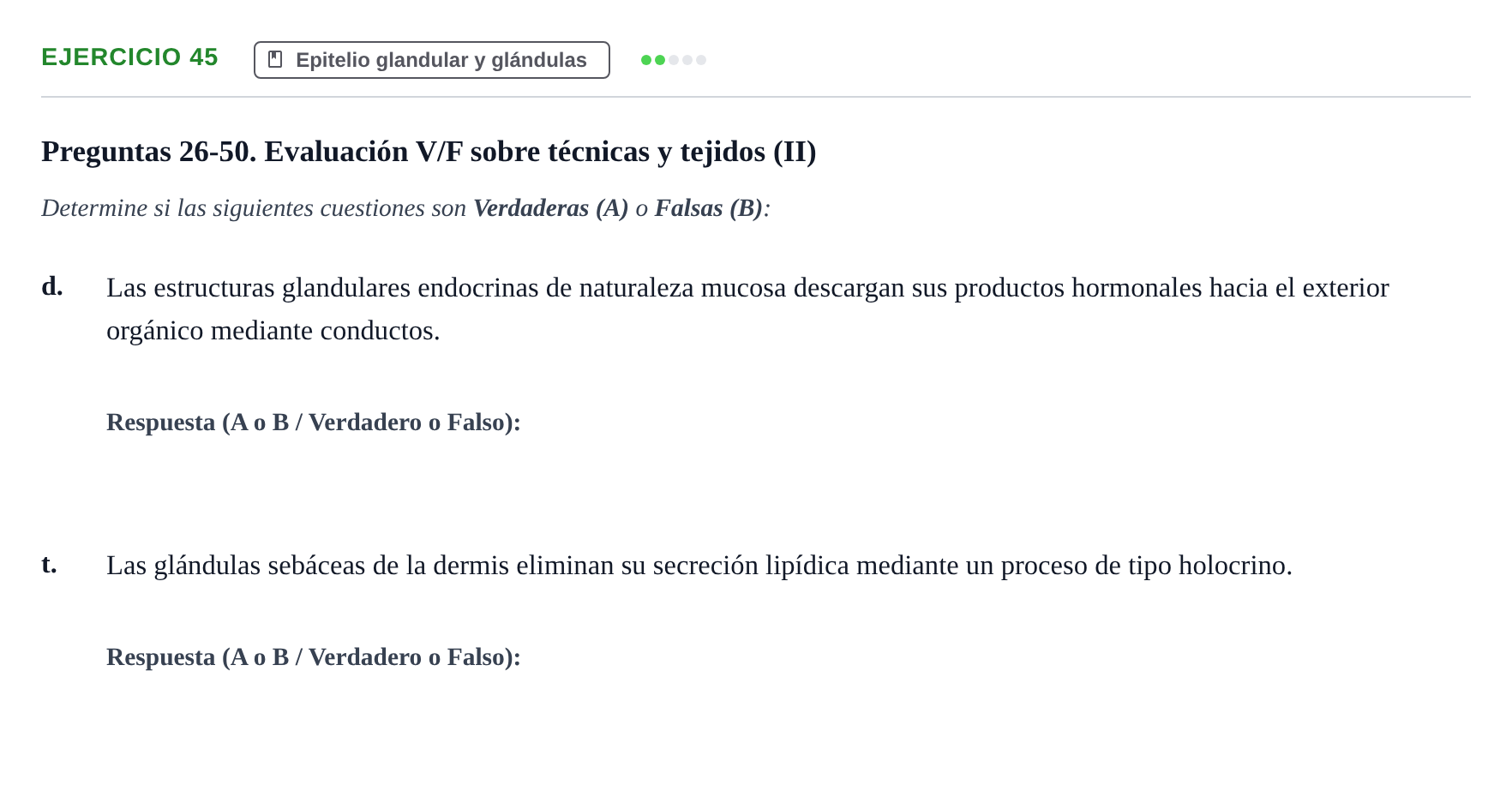 Enunciado: Ejercicio 45 - Epitelio glandular y glándulas · Histología UAB 2022