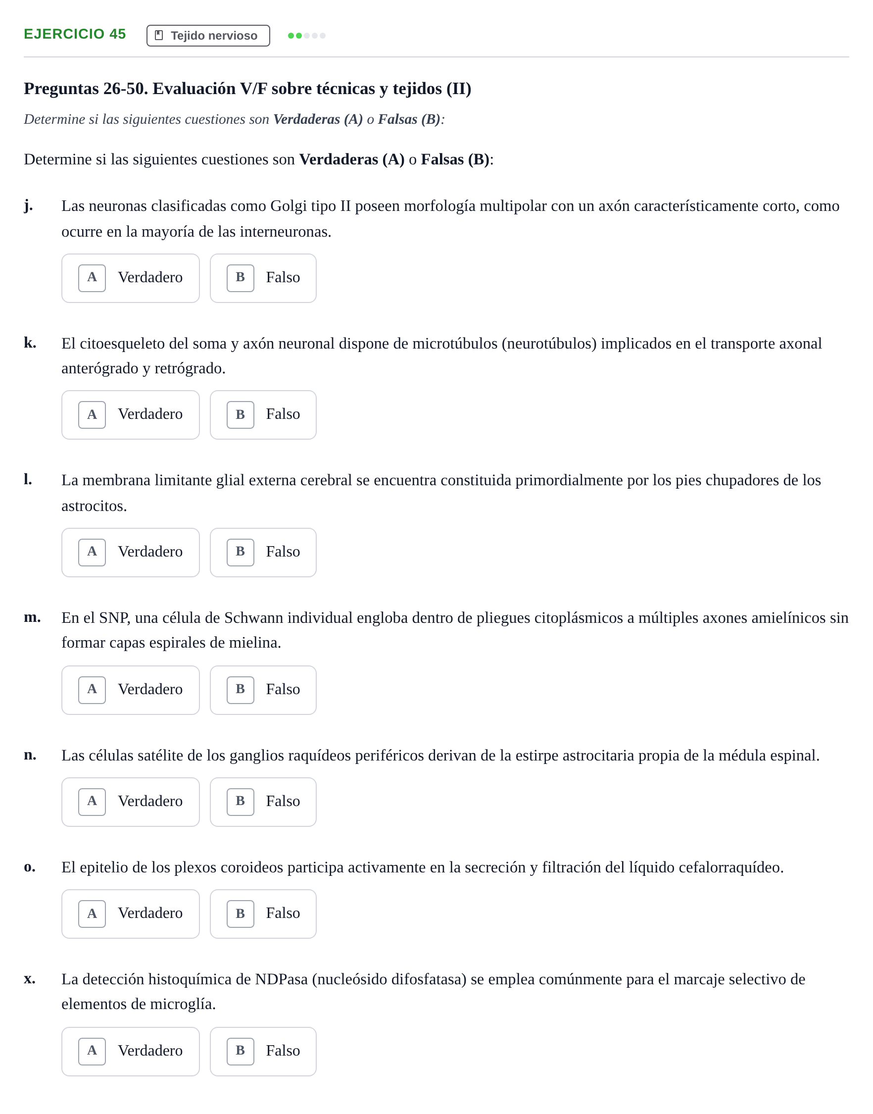 Enunciado: Ejercicio 45 - Tejido nervioso · Histología UAB 2022