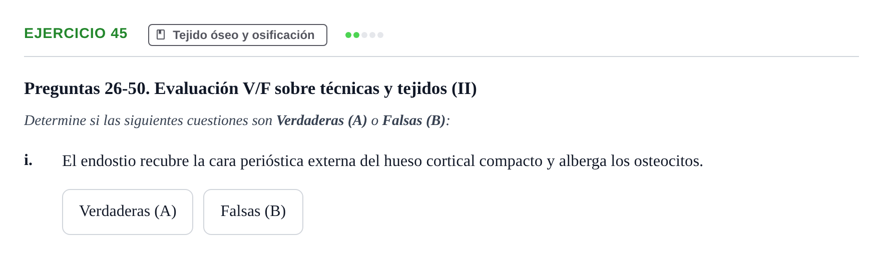 Enunciado: Ejercicio 45 - Tejido óseo y osificación · Histología UAB 2022