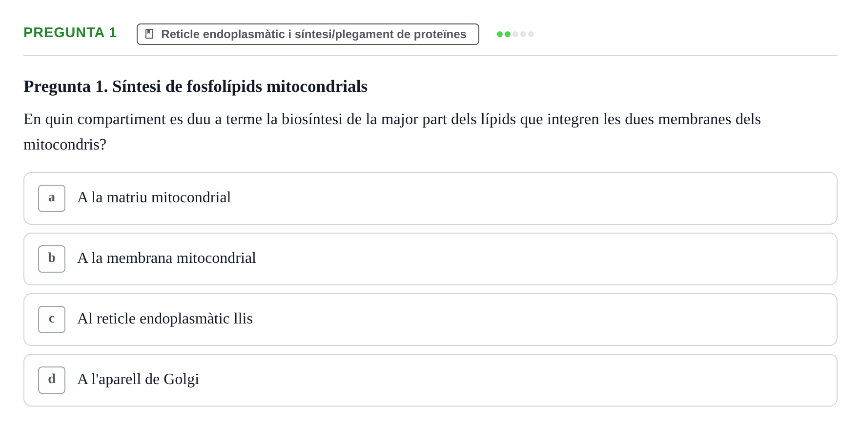 Enunciado: Pregunta 1 · Biología Celular UAB Examen 2n Parcial Biologia Cel·lular